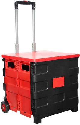DeoDap Foldable Grocery Trolley Lightweight Collapsible Shopping Cart With Wheels Luggage Trolley