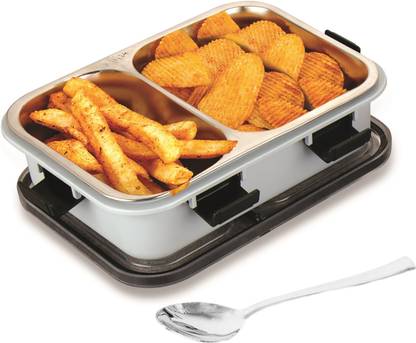 YUIOP - Munch 2 Stainless Steel Tifinbox - With 2 Compartments - Leakproof 2 Containers Lunch Box