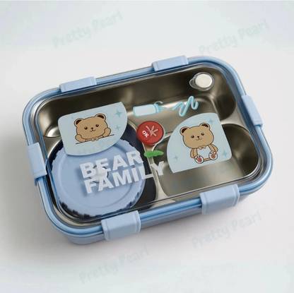 Pretty Pearl BearHug Bento Box: 3-Compartment Thermal Lunchbox for Kids & Adults 3 Containers Lunch Box