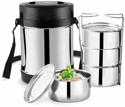 HOMLASA Stainless Steel 4 Column Hot Insulated Lunch Box For Office,Home,Picnic 4 Containers Lunch Box