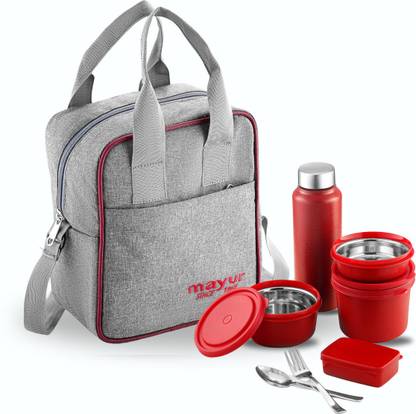 MAYUR Director 7 Pcs with Bottle Tiffin Box 4 Containers Lunch Box