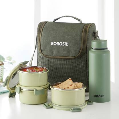BOROSIL Glory Lavender Microwavable Lunchbox, 2pcs Set (280ml x 2), Horizontal Tiffin 2 Containers Lunch Box