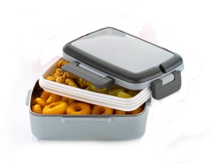 YUIOP - Diet Steel Tifinbox - With Double Compartment & 3 Partition Tray - Leakproof 2 Containers Lunch Box