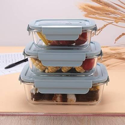 GOOD TO GREAT CREATION Glass Fridge Container - 1 L, 750 ml, 500 ml (Pack of 3, Clear) 1 Containers Lunch Box