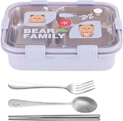 PBKN Bear Bento – Leakproof, BPA Free, Easy to Clean for Kids 3 Containers Lunch Box