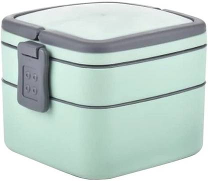 Jindal ent GREEN DOUBLE-LAYER PORTABLE LUNCH BOX STACKABLE WITH CARRYING HANDLE 2 Containers Lunch Box