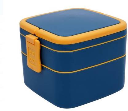 JIYANSH Airtight Square Lunch Box with Handle School Kids & Office Exclusive 2 Containers Lunch Box