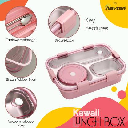 NAVTAN Kawaii Lunch Box 3 Containers Lunch Box