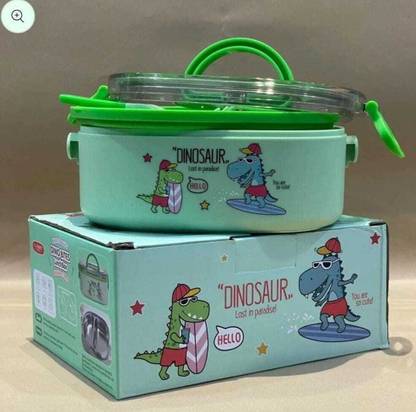 Poohan CUTE DINOSAUR STAINLESS STEEL LUNCH BOX FOR STUDENTS 800 ML WITH SPOON 1 Containers Lunch Box