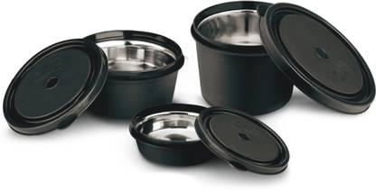 Classic Essentials Stainless Steel Microwave Safe Containers with Lids Lunch Box, 3 Containers Lunch Box