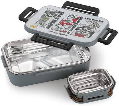 NAKODA School Kids Steel Insulated Lunch Box with veg box and spoon BLACK 1 Containers Lunch Box