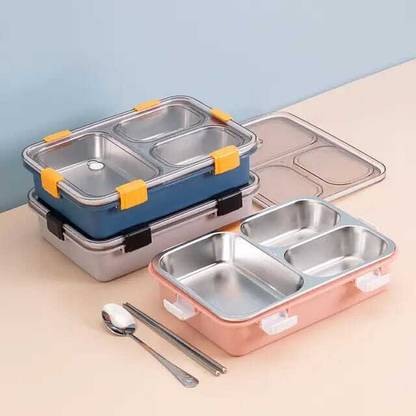 UNDERZONE Leakage Proof Lunch Box with Spoon and Chopsticks 123 3 Containers Lunch Box