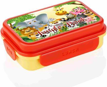 Globality JUNGLE BOOK LUNCH BOX WITH 2 CONTAINER AND 1 SPOON CUM FORK PACK OF-1 3 Containers Lunch Box