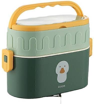 NIJEK STORE Leak Proof Double Layer Lunch Boxes with Handle for Adults Kids (Multicolor) 2 Containers Lunch Box