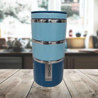 Homio 8505 Lunch Box / 304 Grade Inner Stainless Steel Outer PP Material Warm and Hot 3 Containers Lunch Box