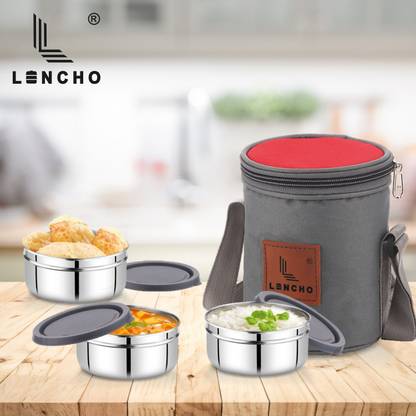 Lencho Brunch 3Lunch Box ,Stainless Steel Containers(200 ml,each) 3Containers Lunch Box 3 Containers Lunch Box