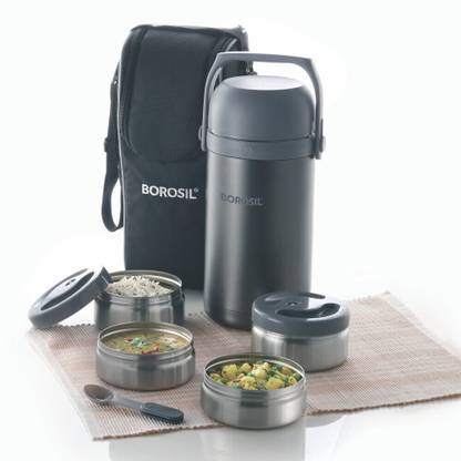 BOROSIL Hot n Fresh Insulated Lunch Box, 3pc Set 4 Containers Lunch Box