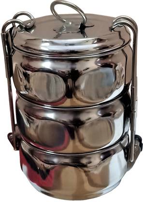 India Pride SS Tiffin Carrier Lunch Box 3 Containers- 350 ml Each Box (Small ) 3 Containers Lunch Box