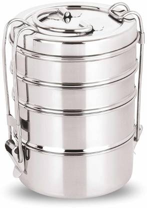 Sanimart Extra-Large Stainless Steel Lunch Box Set – 4 Compartment Tiffin (700 ml Each) 4 Containers Lunch Box