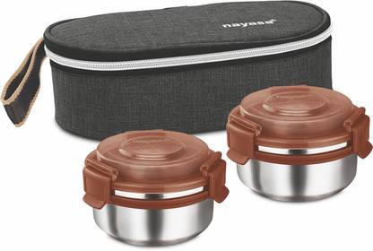 NAYASA Aqua Crunch Black 2 Containers Lunch Box