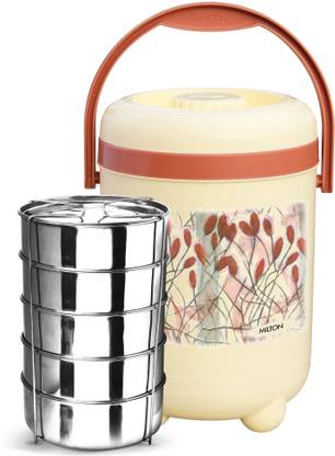 MILTON Trojan 5 Insulated Tiffin, 1000 ml Each, Ivory 5 Containers Lunch Box