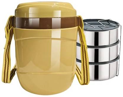 cello Lunch Box Hot Express | Insulated Lunch Carrier BROWN 3 Containers Lunch Box