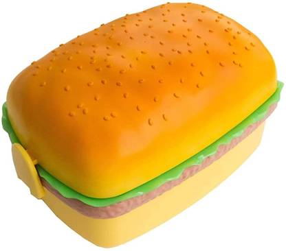 SUBADIKA RECTANGULAR Burger Shape Lunch Box for school kids 3 Containers Plastic School Lunch Box