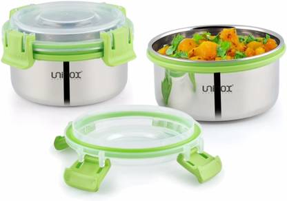 UNINOX Stainless steel lock n lock green color containers 425ml Set of 2 Containers Lunch Box