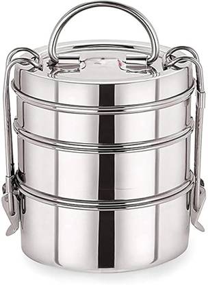 Classic steel Premium Stainless Steel Lunch Box with 3 Containers | Heavy Steel Tiffin Box 3 Containers Lunch Box