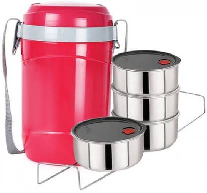 cello Lunch Box Hot Express | Insulated Lunch CarrierHygienic & odourless RED 4 Containers Lunch Box