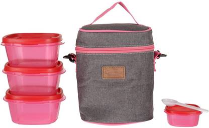 Cutting EDGE Canva Plastic Lunch Box Set With Bag 4 Containers Lunch Box