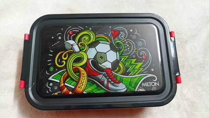 MILTON MEAL KIT Insulated Inner Stainless Steel Tiffin Box BLACK WITH VEG BOX 2 Containers Stainless Steel College Lunch Box