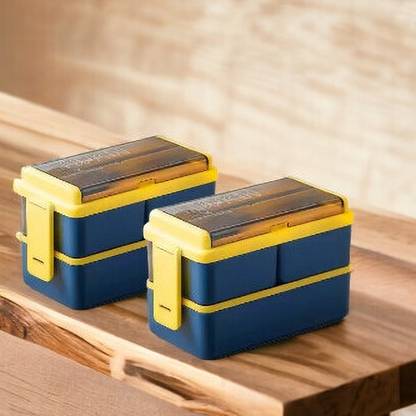 OMORTEX Classy Blue 3 Section Lunch Box 3 Containers Lunch Box
