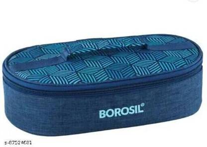 BOROSIL Glass Lunch Box set of 2, 400 ml, Horizontal, Microwave Safe Office Tiifin 2 Containers Lunch Box