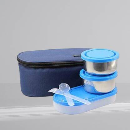 Hriday Lunch Box 3 containers 600ml Blue 039 3 Containers Lunch Box