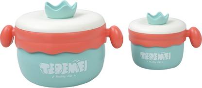 KYLO Mini Feeding Cup| Stainless Steel|Cute Handle| Easy To Carry|Keeps Food Warm 1 Containers Stainless Steel School Lunch Box