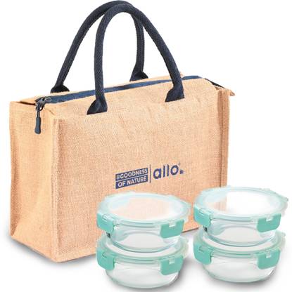 Allo FoodSafe Glass Lunch 4 Containers Lunch Box