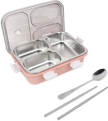 RBGIIT 3 Compartment Sealed Leak Proof Stainless Steel For Kid's & Adult 3 Containers Lunch Box