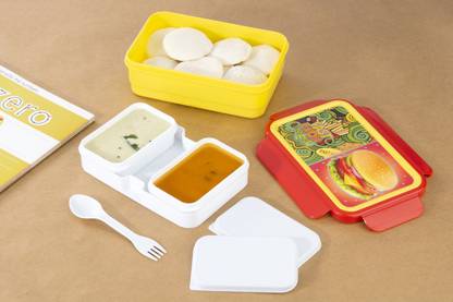 Flipkart SmartBuy Double Layer Plastic Spill Proof ,Tiffin Boxes For School With Plastic Katori 2 Containers Lunch Box