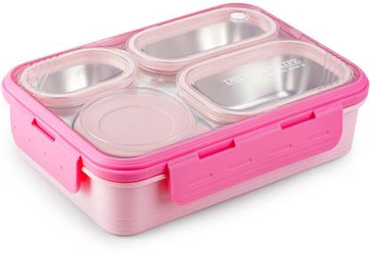 Sunflora LATEST 4 Compartment Lunch Box with Spoon & chopsticks 4 Containers Lunch Box