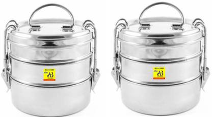 AEROBIX Handle with Clipper Traditional lunch box combo 8/3 and 8/3 lunch box Pack of 2 3 Containers Lunch Box