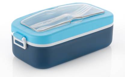 SMARTBUY Premium Bento Plastic Lunch Box with Spoon and Fork for School Office & College 1 Containers Lunch Box