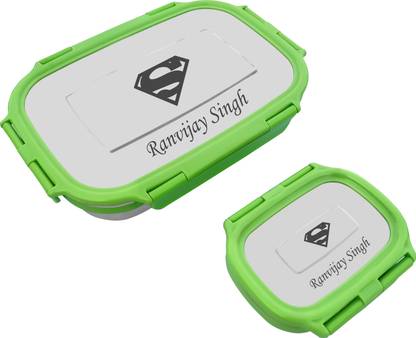 Savri Lunch Box with Child Name & Favourite Character Engraved it. Gift for Birthdays 2 Containers Lunch Box