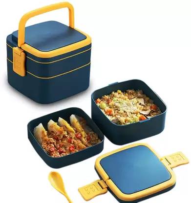 JIYANSH Portable Lunch Box Double Layers Box with Handle Food Container 2 Containers 2 Containers Lunch Box
