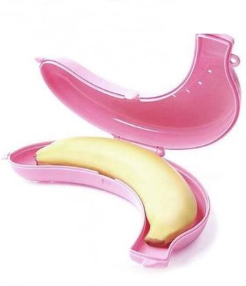 RUDHJAL Plastic Banana Food Storage Container, Banana Case Cover (Set of 3) 3 Containers Lunch Box