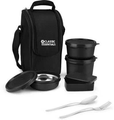 Classic Essentials Meal master Microwave Safe Insulated Bag & Cutlery, 1 Pickle Box, 4 Containers Lunch Box