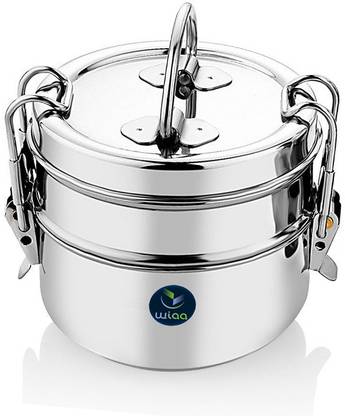 विया Steel Sada 2 Compartment Clip Tiffin/Lunchbox 2 कंटेनर लंच बॉक्स