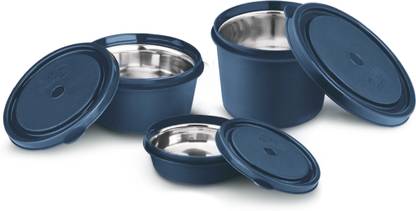 Classic Essentials Stainless Steel Microwave Safe Containers with Lids Lunch Box, 3 Containers Lunch Box