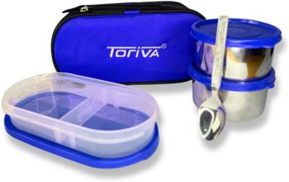 TORIVA Lunch Buddy Executive &1 ROTI BOX+ZIPPER BAG+1 SpoonFREE 2 Containers Lunch Box