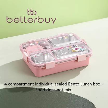 Better Buy 3D Embossed Individual seal 100% leakproof 4 Containers Lunch Box